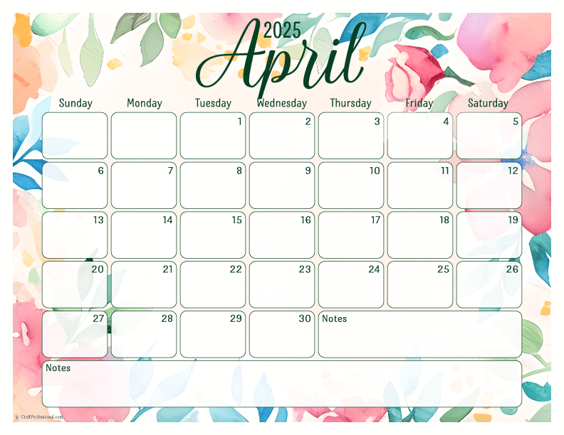 Printable April Calendars 2025