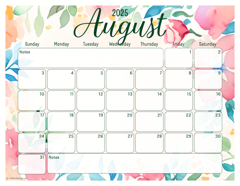 August Calendars 2025 - Get Organized With a Free Printable Calendar