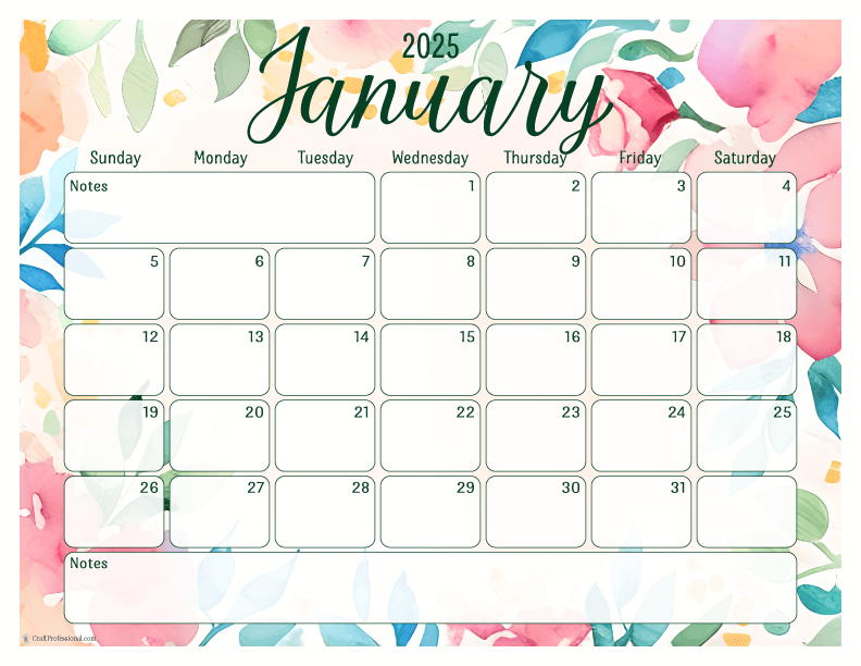 Free Printable January Calendars to Kickstart 2025