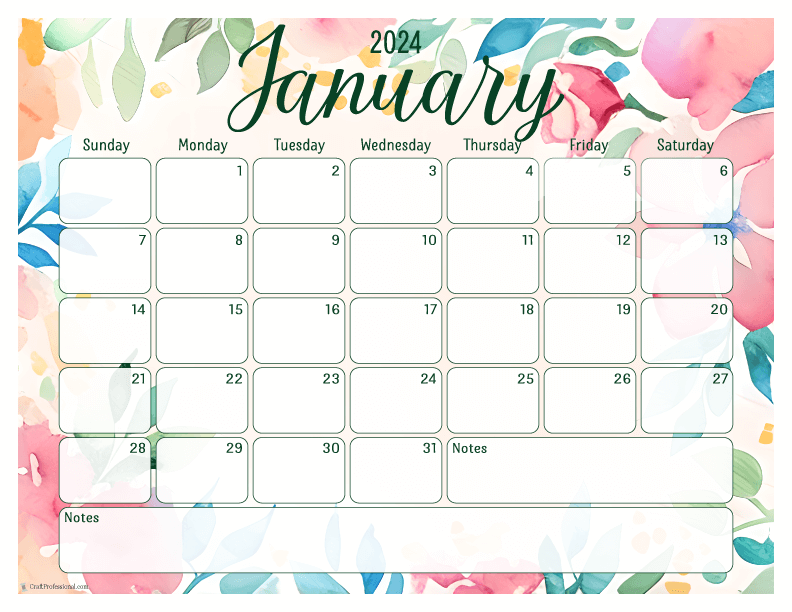 Free Printable January Calendars To Kickstart 2024 1911