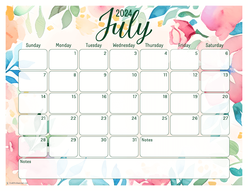 Printable July Calendars - Get Ready for Summer!