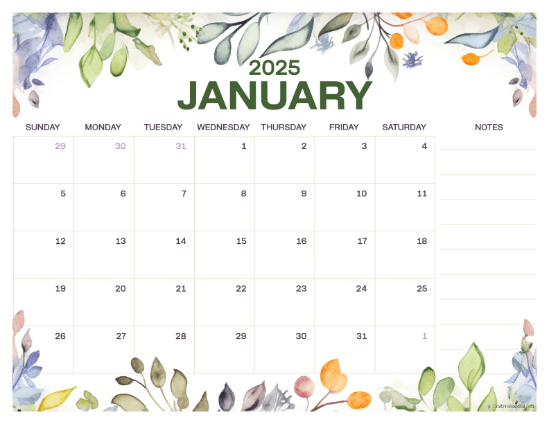 Free Printable January Calendars to Kickstart 2025