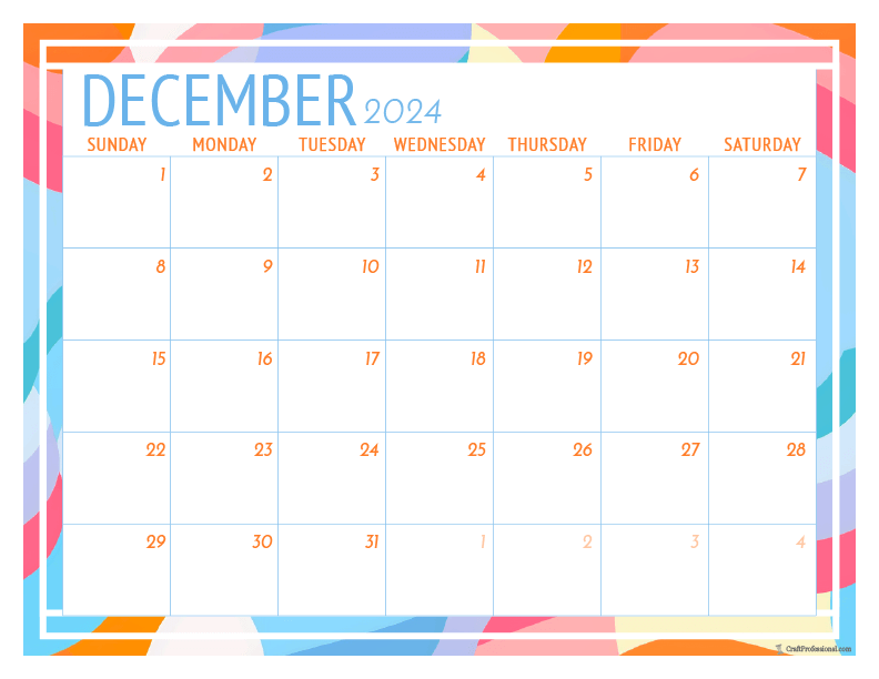 December calendar printable with geometric design