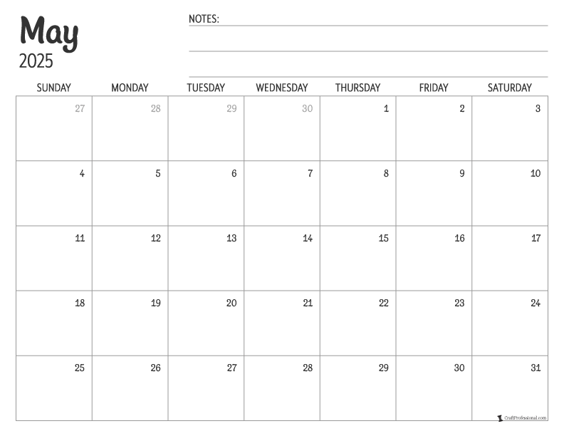 Download Your Free Printable May 2025 Monthly Calendar Today!