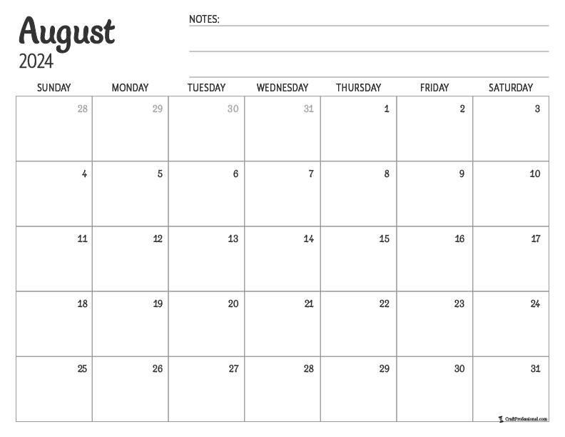 August Calendars 2024 - Get Organized With a Free Printable Calendar