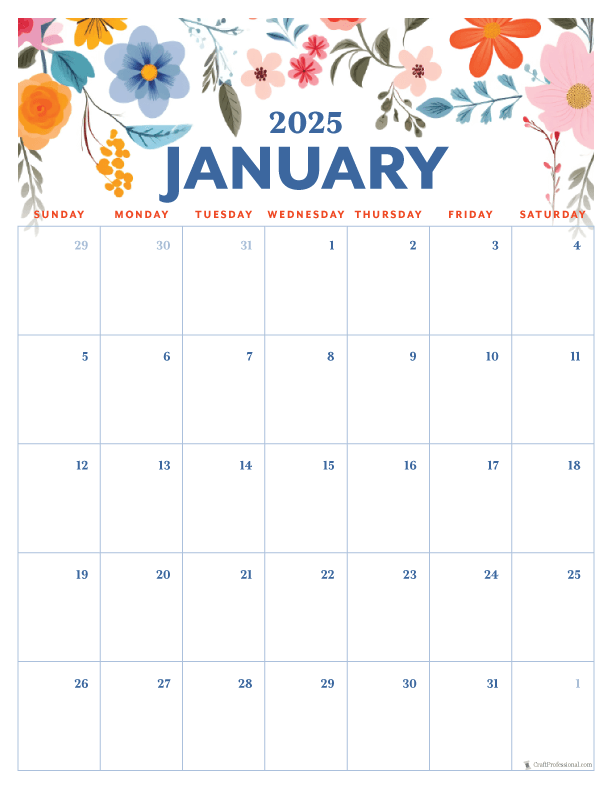 Free Printable January Calendars to Kickstart 2025