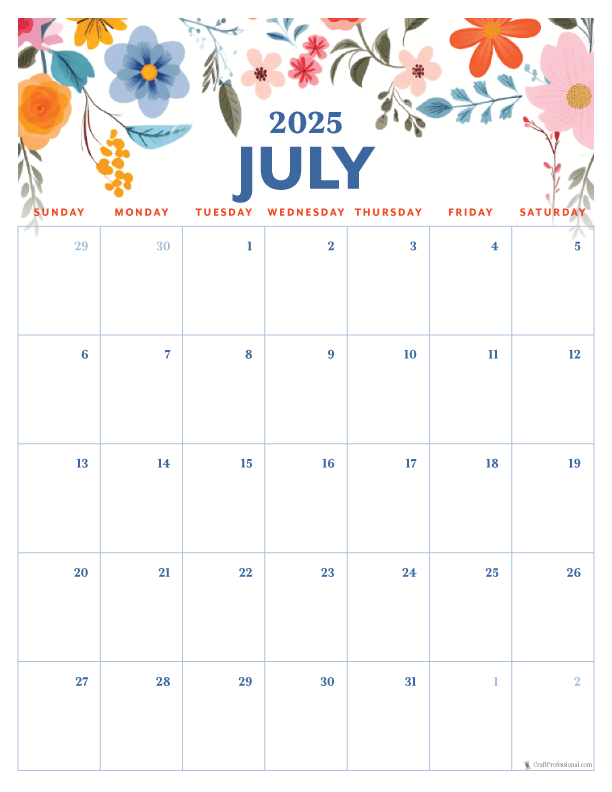 Printable July Calendars - Get Ready for Summer!