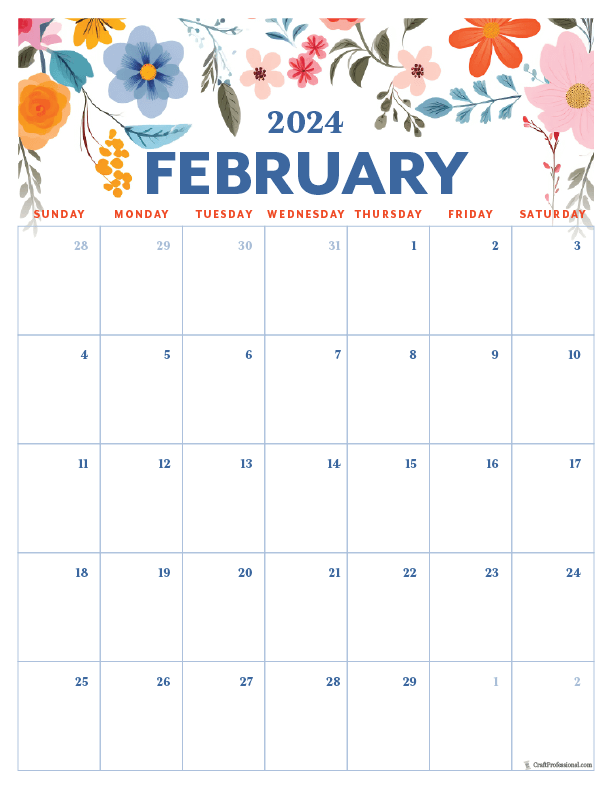 February Calendars for 2024 Download Your Free Printable Calendar Now