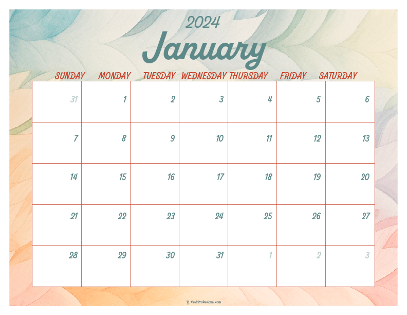 Free Printable January Calendars To Kickstart 2024