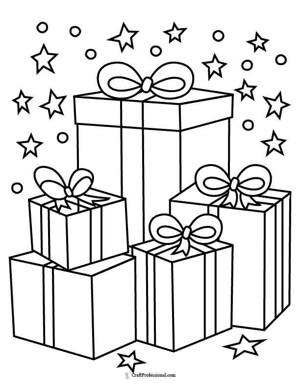 18 Christmas Gift Coloring Pages