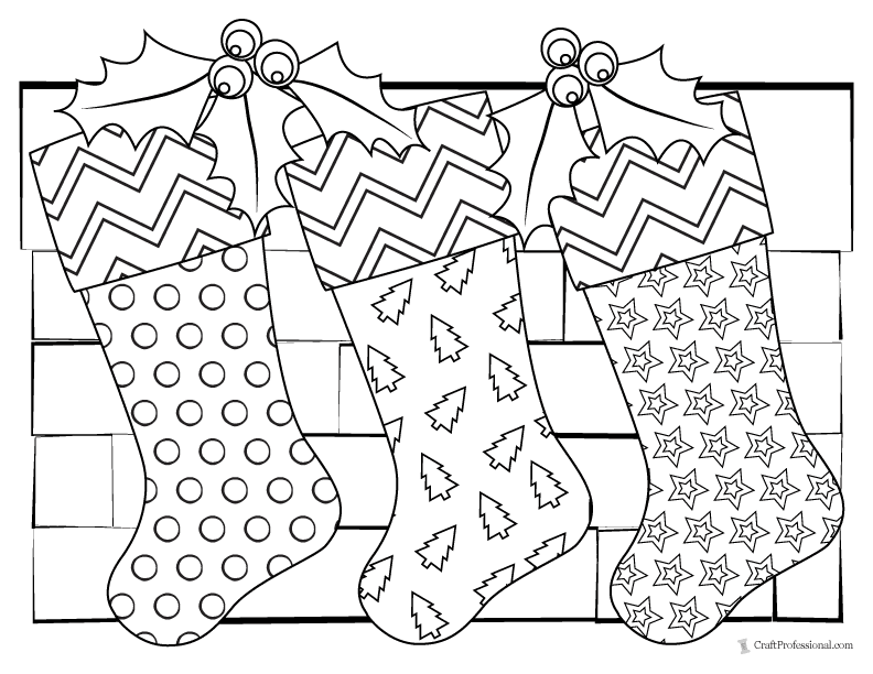Christmas Stockings Coloring Page For Kids