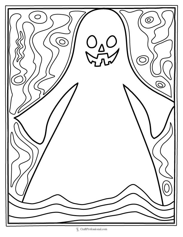 Funny and Cute Ghost Halloween Background Coloring Set Outline for Kids and  Adult Activity - MasterBundles