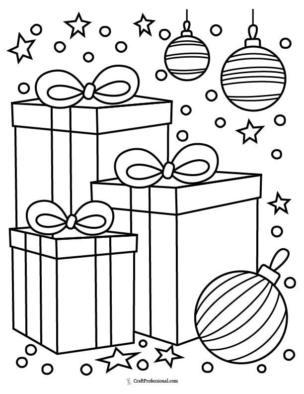 18 Christmas Gift Coloring Pages