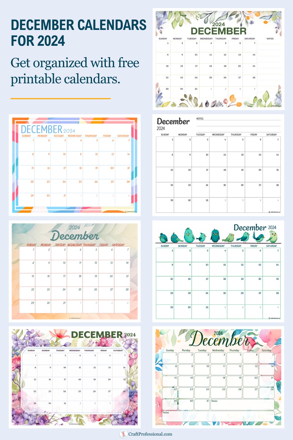 December Calendars – 2024! End the Year Right with Our Free Printables