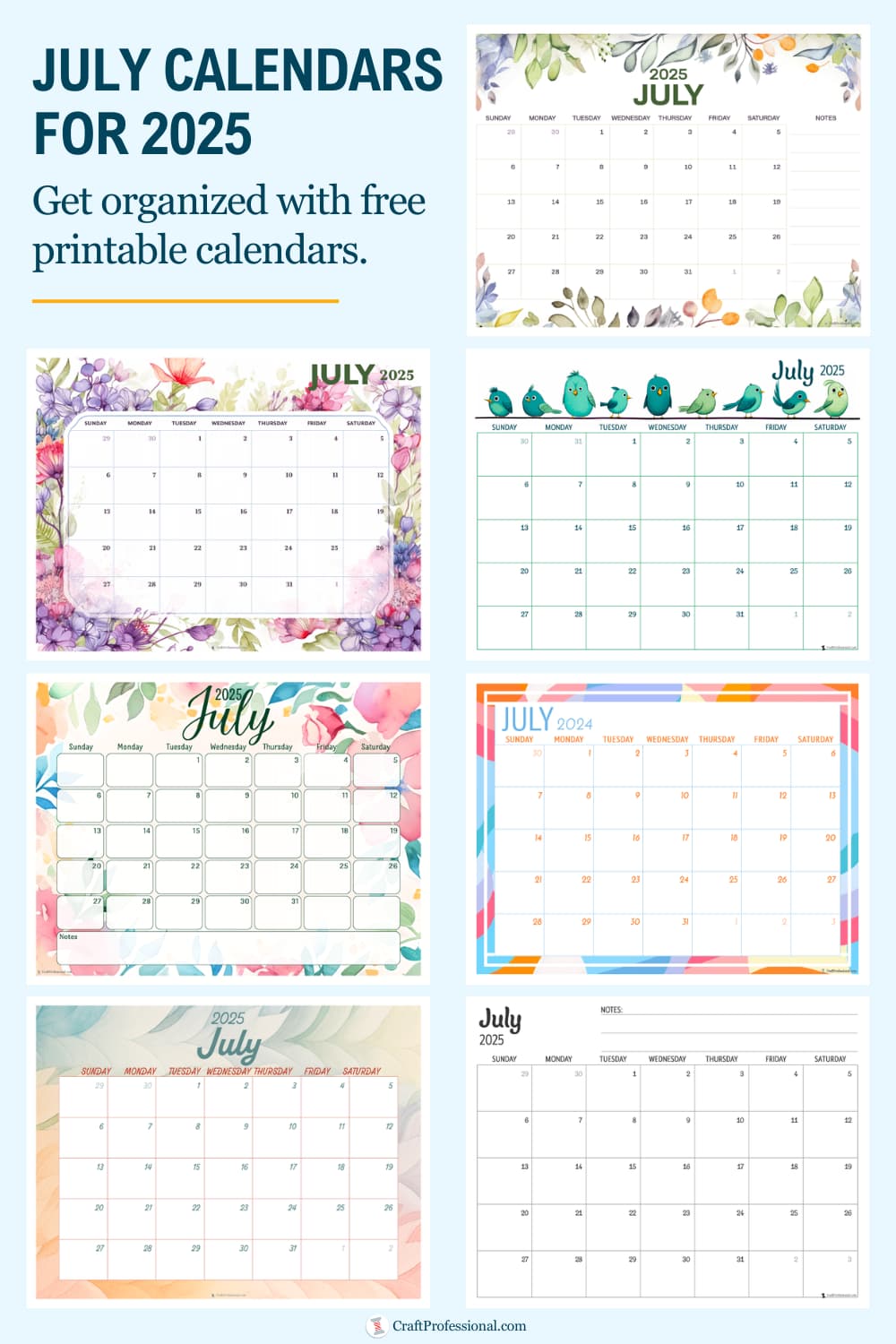 Printable July Calendars Get Ready for Summer!