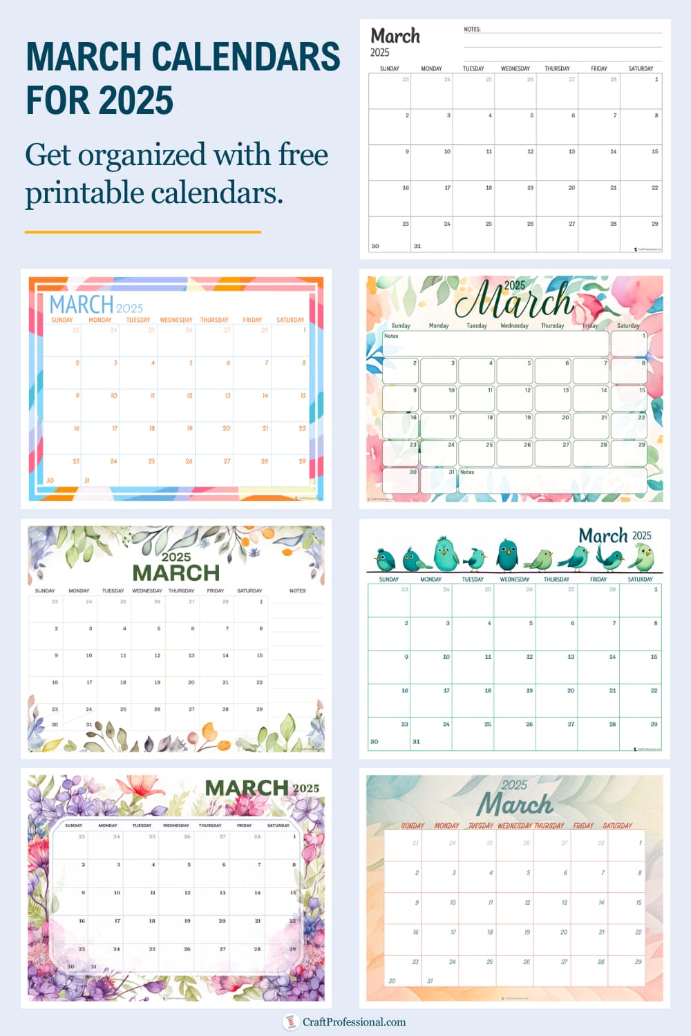 March Calendars for 2025: Free Printables to Plan the Perfect Spring