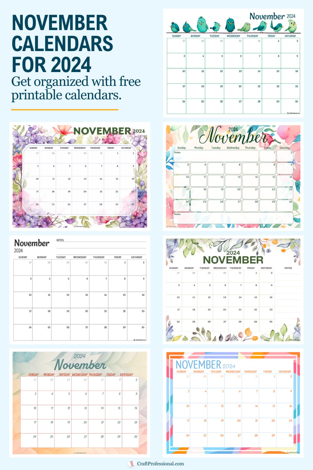 November Calendars for 2024! Get Organized With Our Free Printables