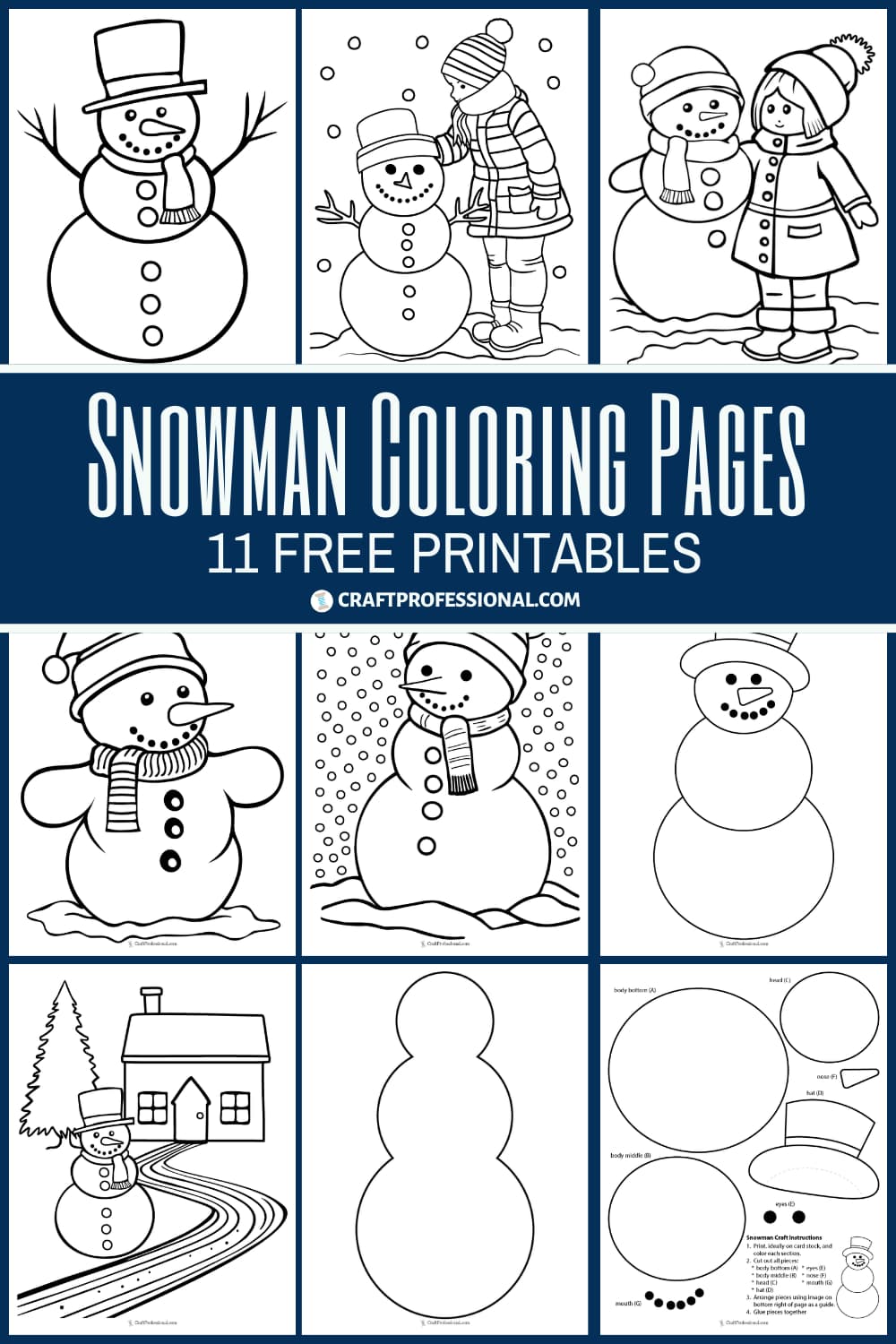 Snowman Printable Winter Coloring Pages