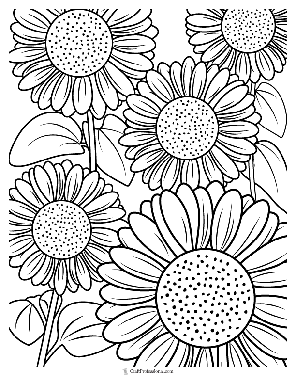 Sunflowers Coloring Page - Coloring Sheets | Autumn Coloring Page | Instant  Download | Floral Coloring | Adult Coloring Book