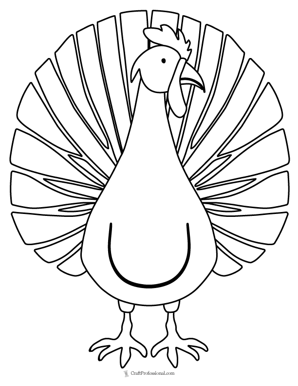 Turkey coloring page with a simple design.